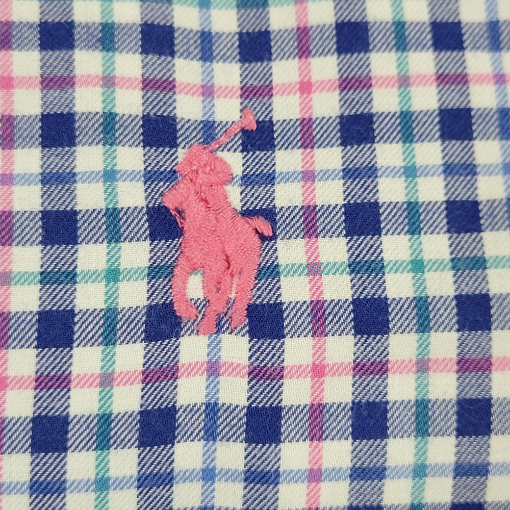 Ralph Lauren Button Down Shirt Mens XXL Blue Plaid Excellent Long Sleeve Cotton - Picture 4 of 7